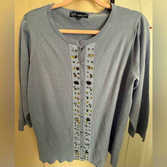 Susan Graver Sweaters - Susan Graver Style Brand Blue Cardigan with Embellishments. Size Medium. NWOT.